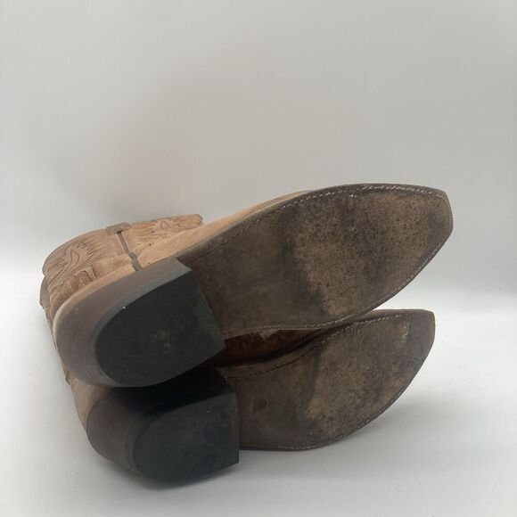 Womens 6.5B Lucchese Bootmaker Brown Bison Square Toe Cowboy Western Boots - Picture 8 of 12